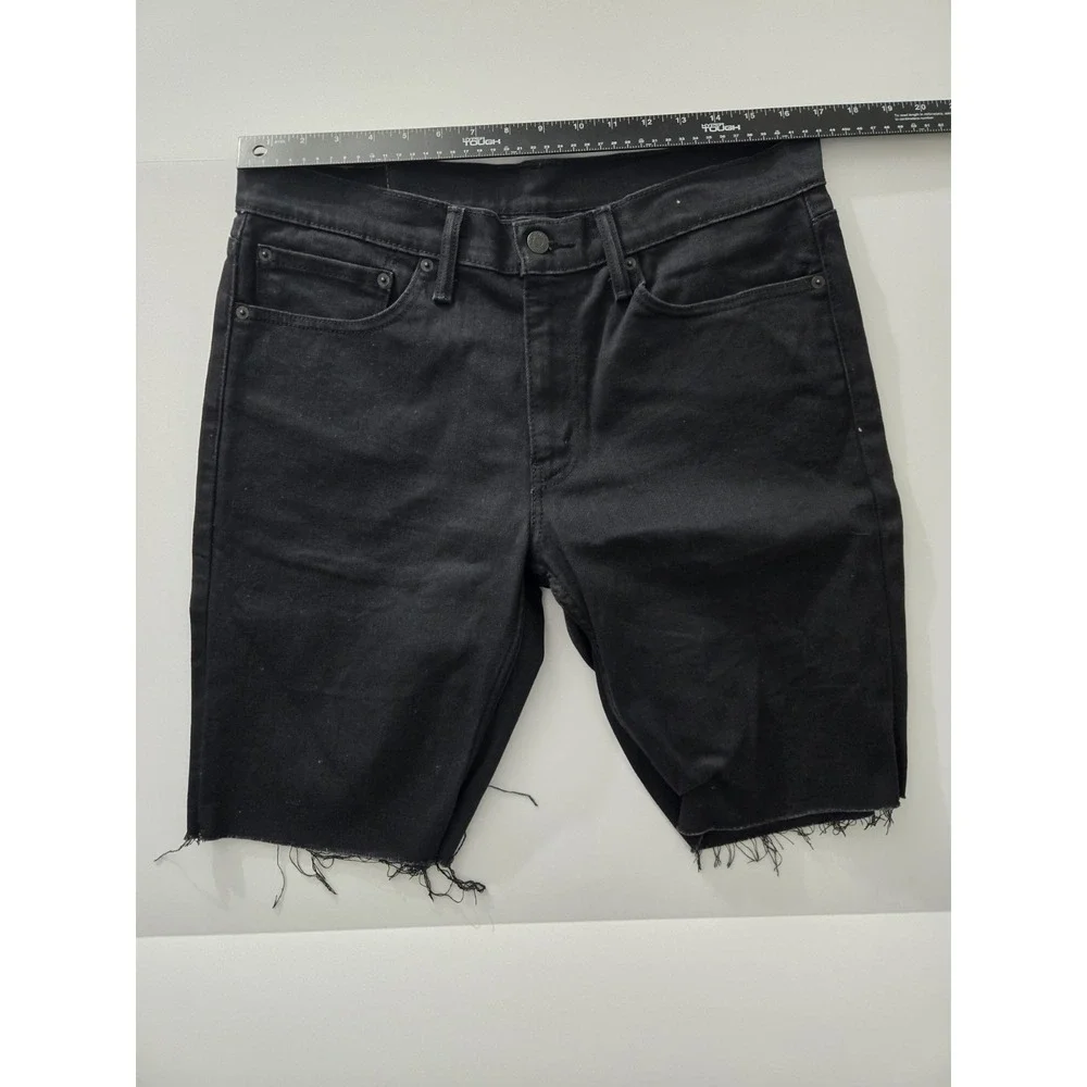 Levi's 511 Mens Black Denim Jean Shorts Size 34 Raw Hem Cut Off Classic Fit